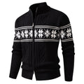 Herren Norweger-Strickjacke mit Stehkragen und Reißverschluss