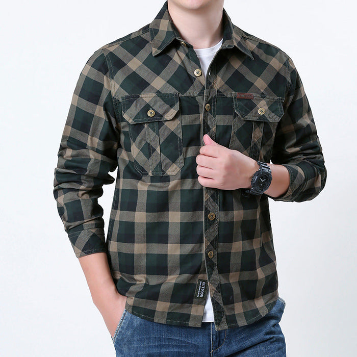Herren Flanellhemd Kariert mit Brusttaschen Regular Fit