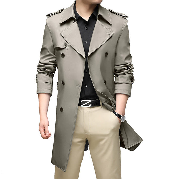 Herren Trenchcoat mit doppelreihiger Knopfleiste und Epauletten