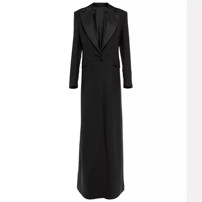 Damen Langer Trenchcoat Einreihig mit Reverskragen