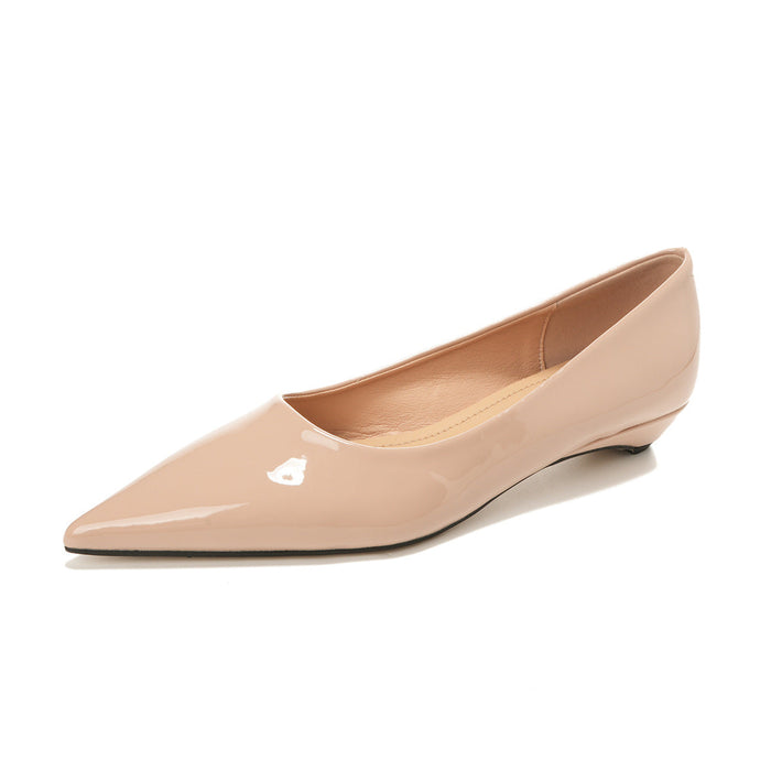 Damen Spitze Ballerinas Lackoptik für Büro und Freizeit