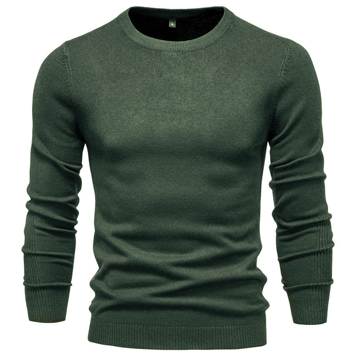 Herren Rundhals Strickpullover mit Rippbündchen