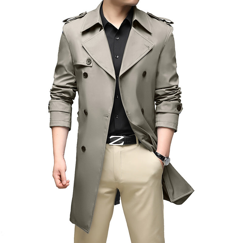 Herren Trenchcoat mit doppelreihiger Knopfleiste und Epauletten