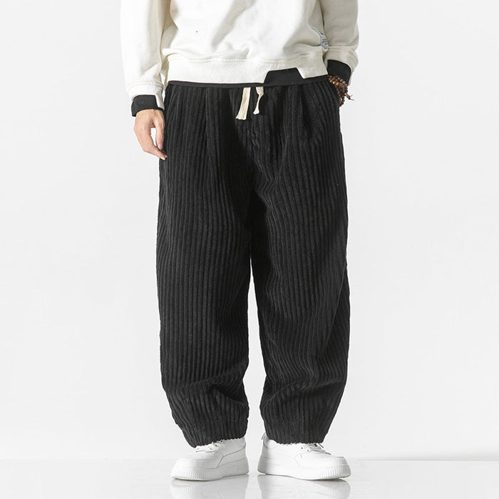 Herren Relaxed Cord-Hose mit Elastikbund und Kordelzug