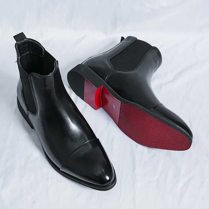 Herren Chelsea-Stiefel aus Leder mit Elastikeinsatz