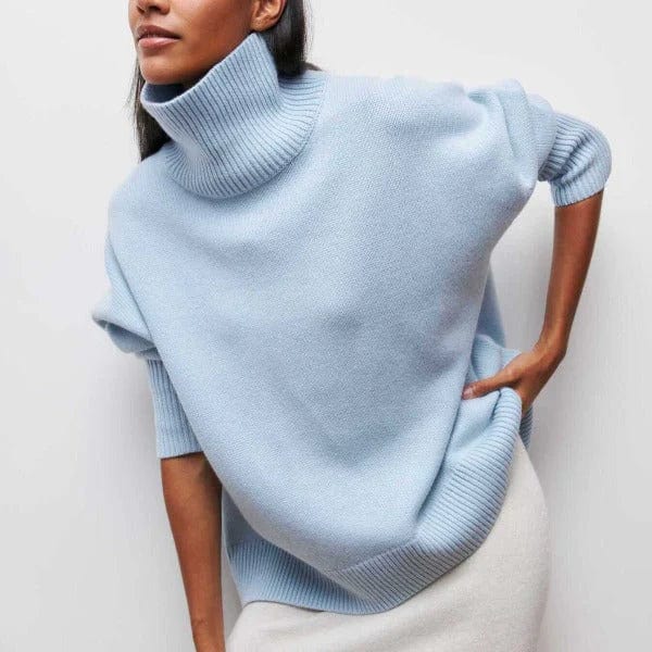 Damen Rollkragenpullover mit Kurzen Ärmeln Relaxed Fit