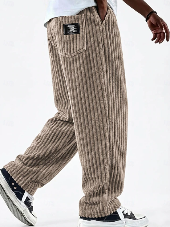 Herren Cordhose mit Weitem Bein und Gerippter Textur