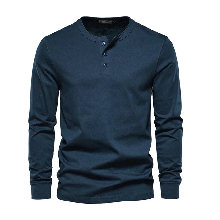 Herren Henley Shirt Langarm mit Knopfleiste