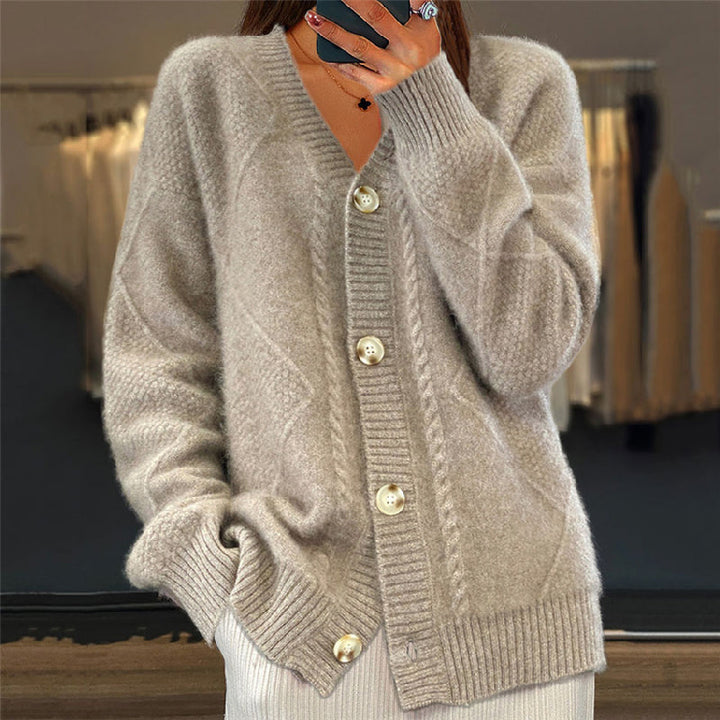 Claudia | Damen Gemütliche Strickjacke mit langen Ärmeln