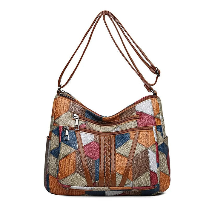 Damen Umhängetasche Mosaik-Muster mit Verstellbarem Riemen