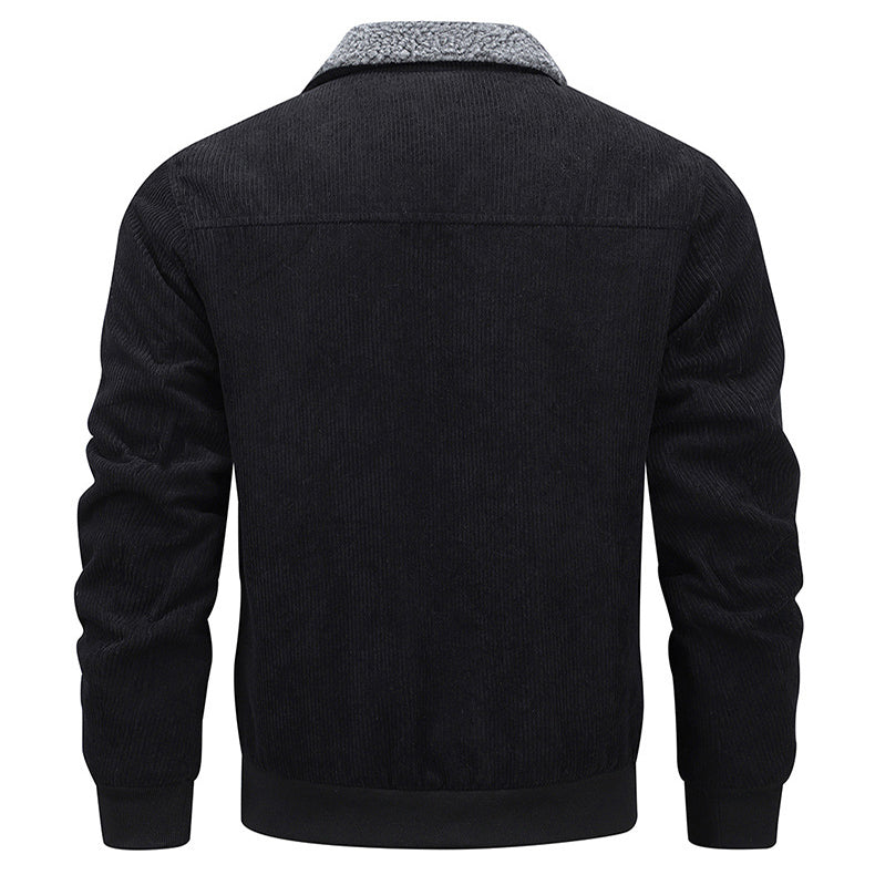 Herren Cordjacke mit Sherpa-Kragen in Grau