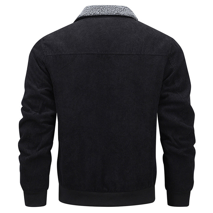 Herren Cordjacke mit Sherpa-Kragen in Grau
