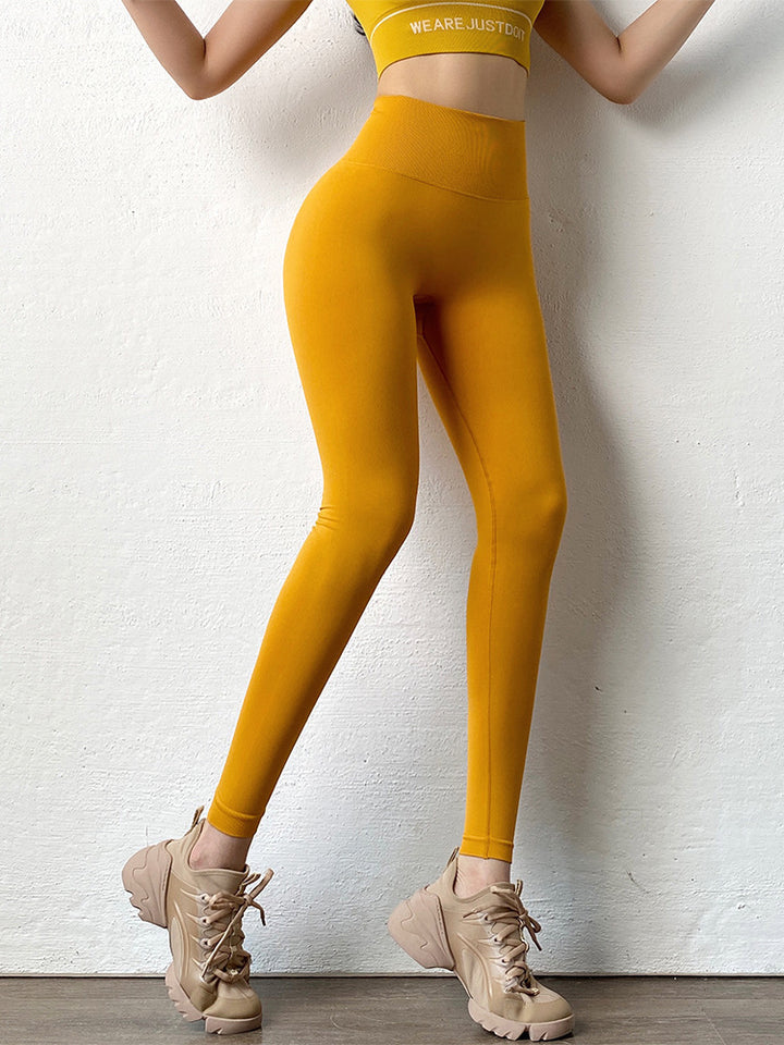 Scrunch-Leggings mit hohem Bund von hinten