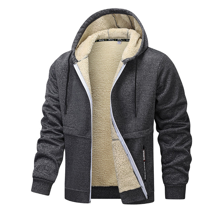 Herren Kapuzenjacke mit Sherpa-Futter in Schwarz