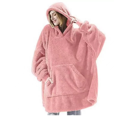 Übergrosser Plüsch-Hoodie mit grosser Bauchtasche