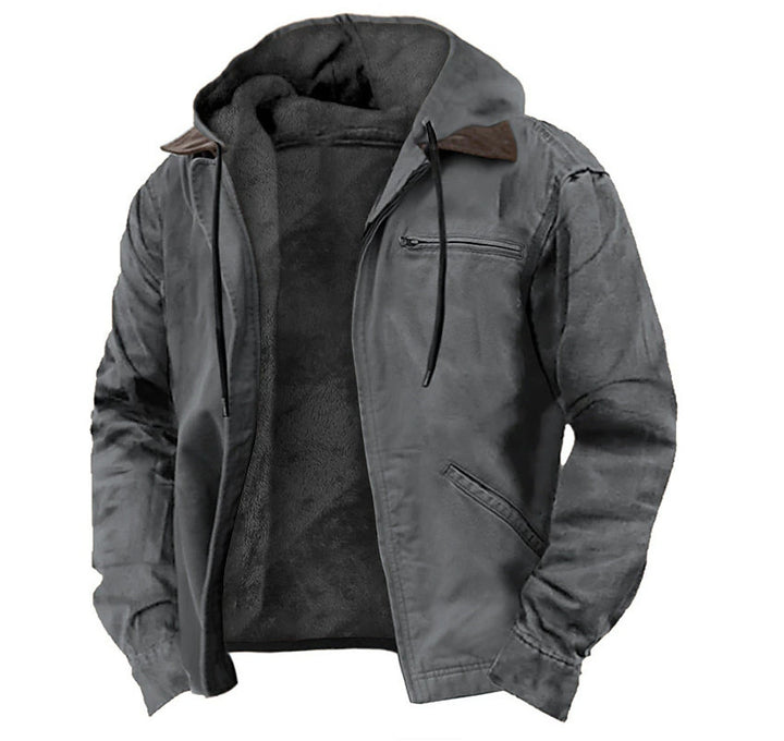 Herren-Fleecejacke mit Kapuze und Reissverschluss