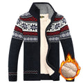 Herren Strickjacke mit Norwegermuster und Stehkragen