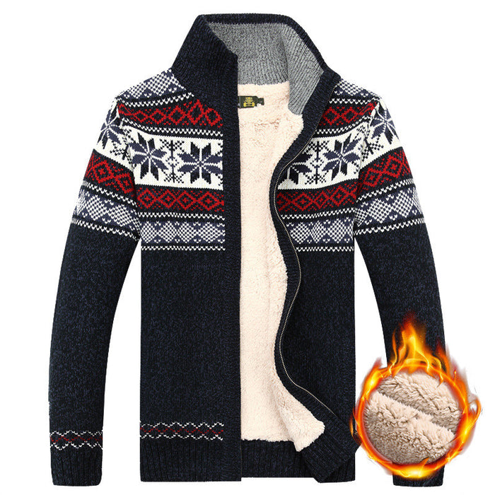 Luca | Strickjacke Herren mit Fleecefutter und Norwegermuster