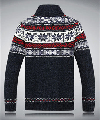Herren Strickjacke mit Norwegermuster und Stehkragen