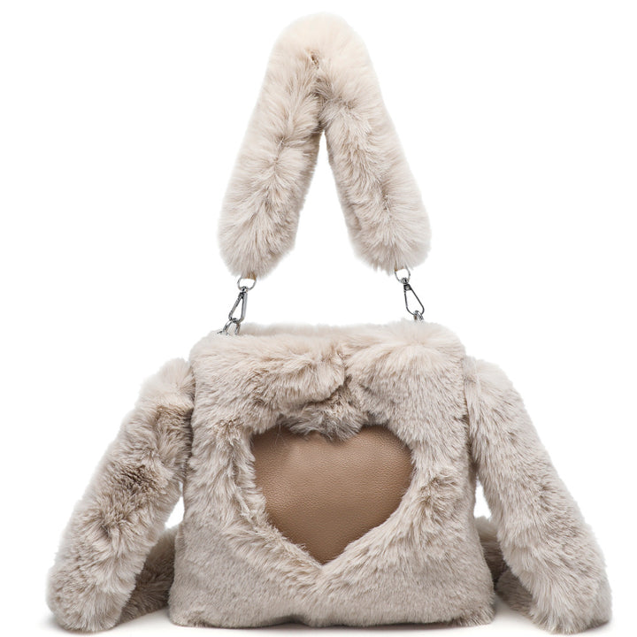 Flauschige Herztasche mit Hasenohren
