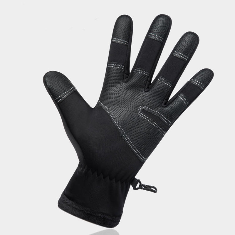 Schwarze Winterhandschuhe mit Touchscreen-Fingerspitzen