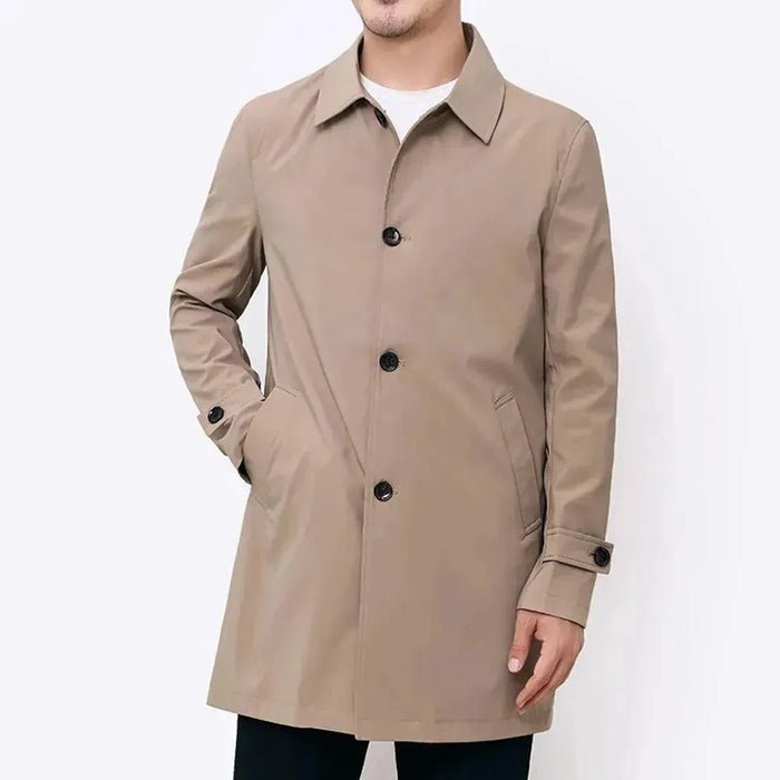 Herren Trenchcoat Einreihig Kentkragen Slim Fit