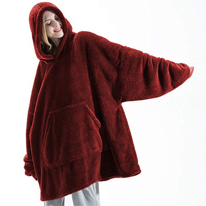 Übergrosser Plüsch-Hoodie mit grosser Bauchtasche