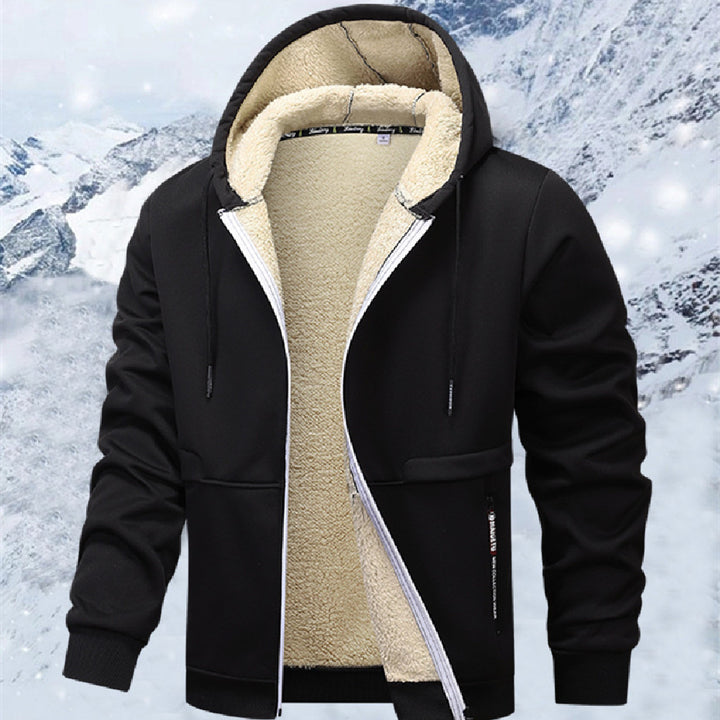 Herren Kapuzenjacke mit Sherpa-Futter in Schwarz