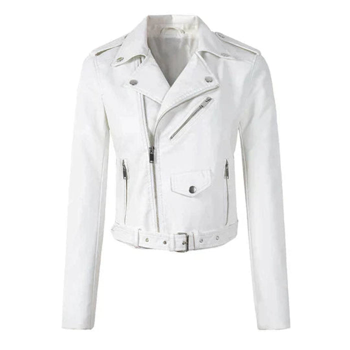 Annika | Damen Kunstleder Bikerjacke Kurzjacke mit Reißverschluss