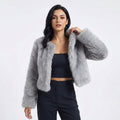 Lena | Damen Kurz Kunstpelz Cardigan Jacke