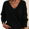 Greta | Damen Langarm V-Ausschnitt Cashmere-Blend Strick Sweater