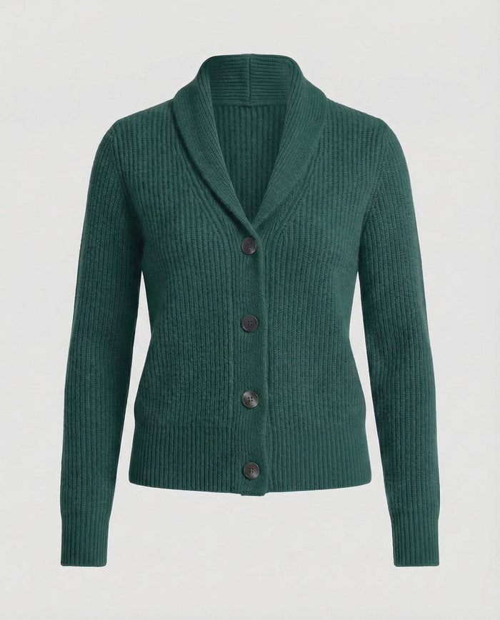 Frieda | Damen Strick-Cardigan mit Revers-Kragen Knopfleiste Langarm