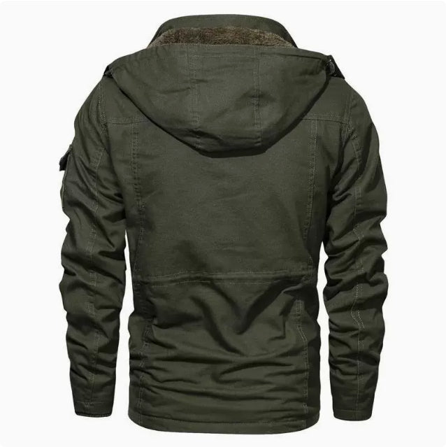 Herren Military-Winterjacke mit Kapuze in Khaki