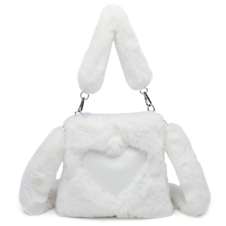 Flauschige Herztasche mit Hasenohren