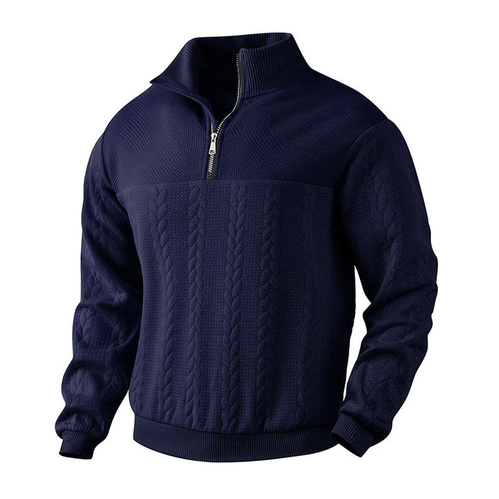 Herren Troyer mit Jacquard-Struktur in Marineblau