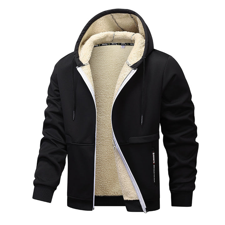 Herren Kapuzenjacke mit Sherpa-Futter in Schwarz