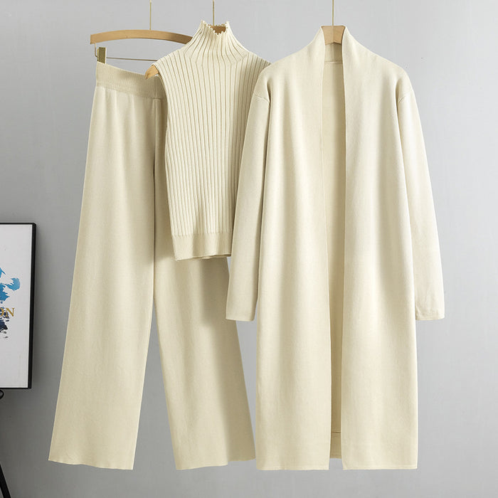 Sophie | Strickset dreiteilig mit langer Strickjacke und weiter Hose