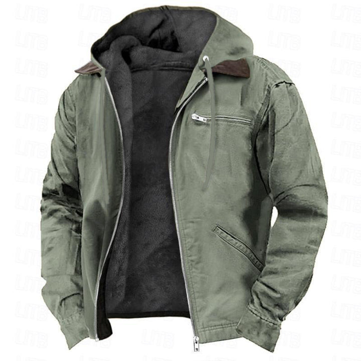 Herren-Fleecejacke mit Kapuze und Reissverschluss