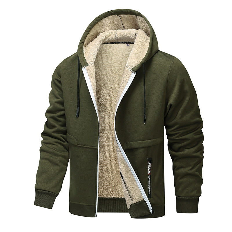 Herren Kapuzenjacke mit Sherpa-Futter in Schwarz