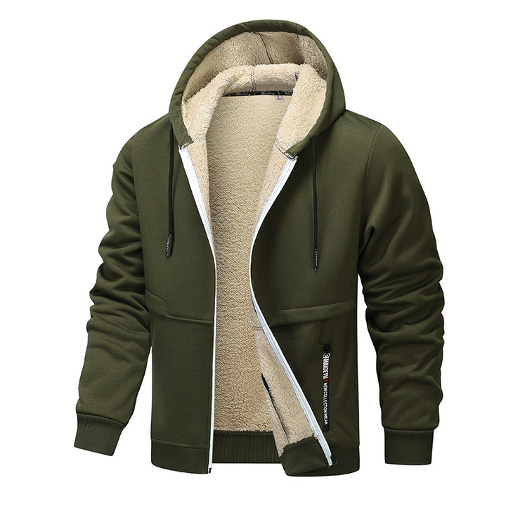 Herren Kapuzenjacke mit Sherpa-Futter in Schwarz