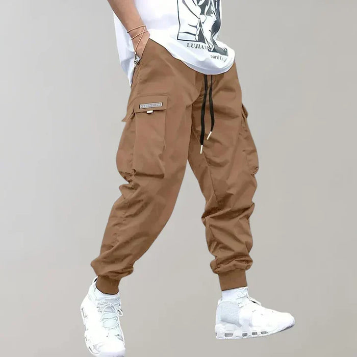Herren Cargohose mit Taschen und Elastischem Bund