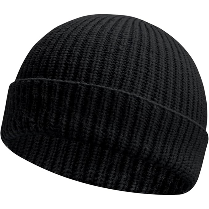 Gerippte Strickmütze mit Umschlag für Herbst Winter