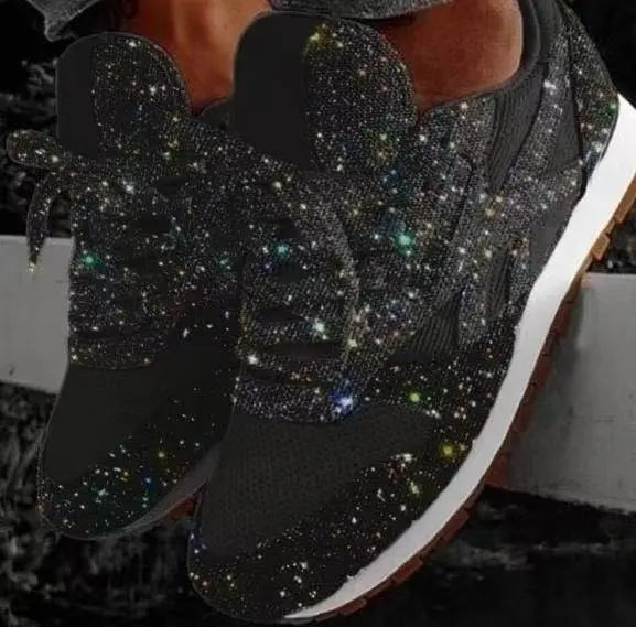 Damen Sneaker mit Pailletten und Schnürung
