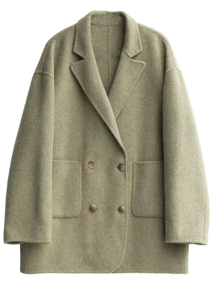Damen Blazermantel mit Doppelknopfverschluss und Oversized-Schnitt