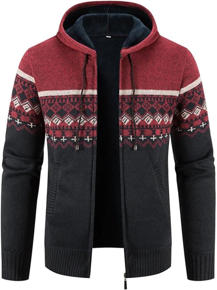 Hans | Herren Winter-Kapuzenjacke mit Reißverschluss und Streifen