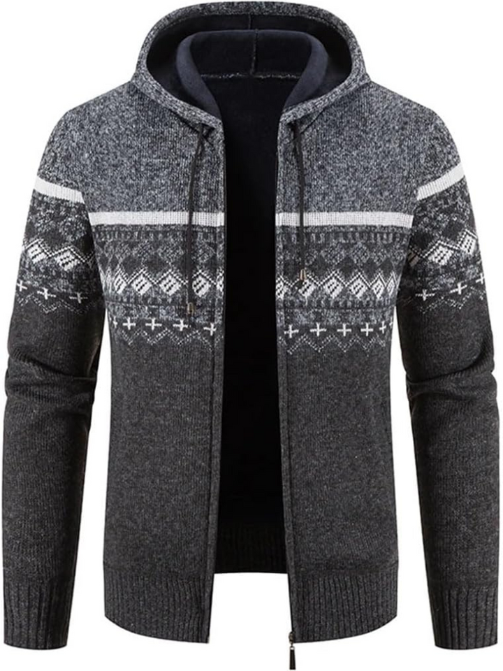Hans | Herren Winter-Kapuzenjacke mit Reißverschluss und Streifen