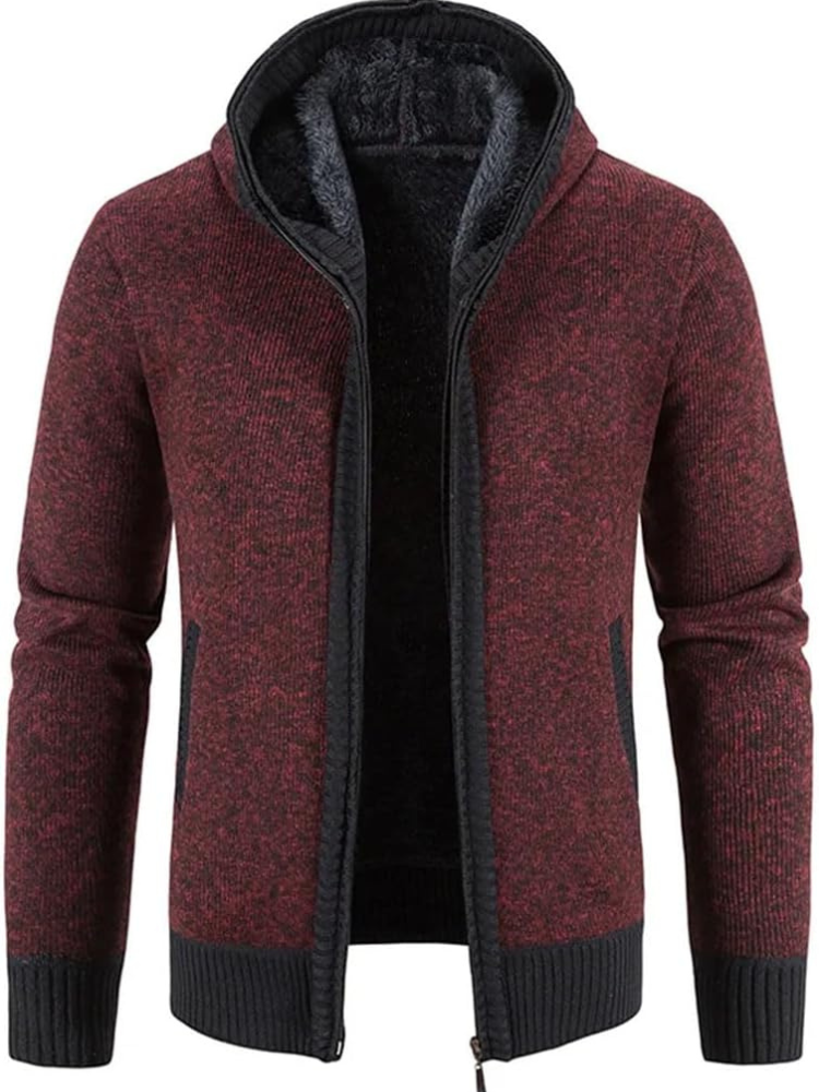 Hans | Herren Winter-Kapuzenjacke mit Reißverschluss und Streifen