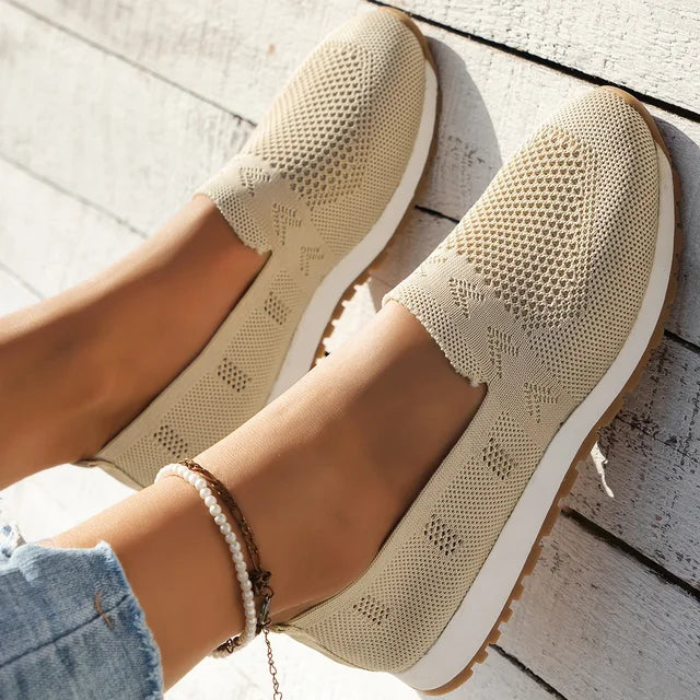 Damen Mesh Slip-On Sneaker mit Orthopädischer Sohle