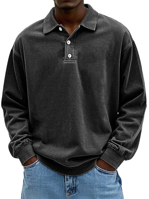 Robert | Herren Freizeit-Polo-Sweatshirt mit langen Ärmeln