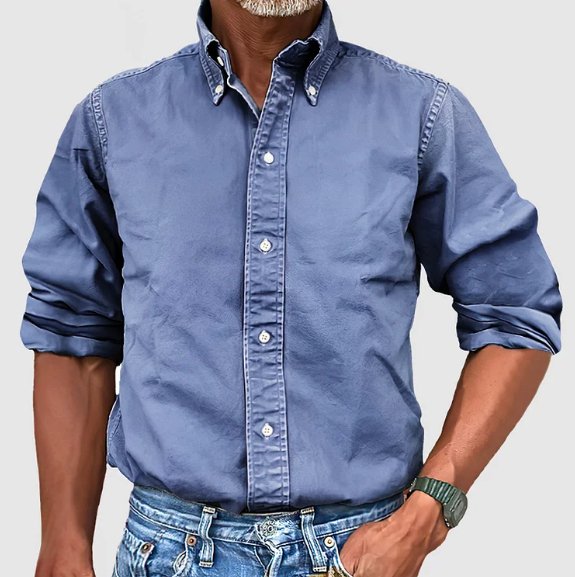 Herren Klassisches Hemd mit Knopfleiste und Button-Down-Kragen